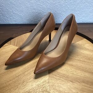 Polo by Ralph Lauren Cognac Pointed-Toe Leather Stilettos